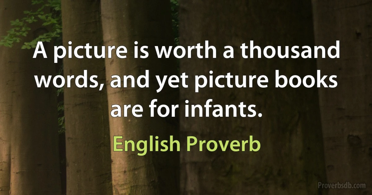 A picture is worth a thousand words, and yet picture books are for infants. (English Proverb)