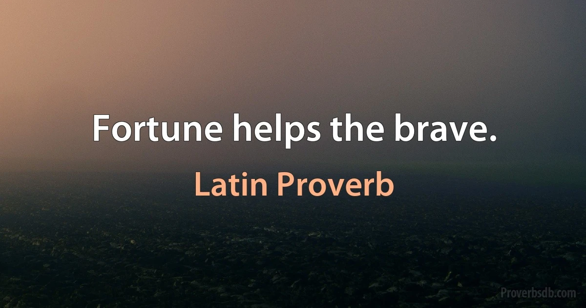 Fortune helps the brave. (Latin Proverb)