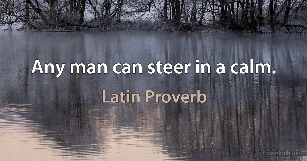 Any man can steer in a calm. (Latin Proverb)