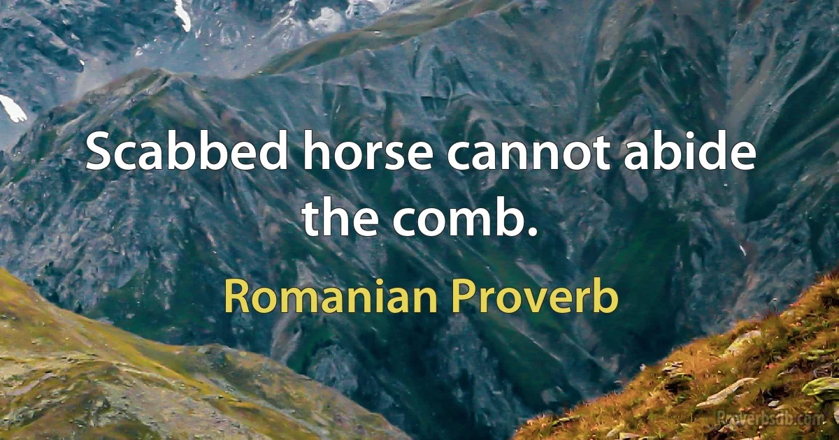 Scabbed horse cannot abide the comb. (Romanian Proverb)