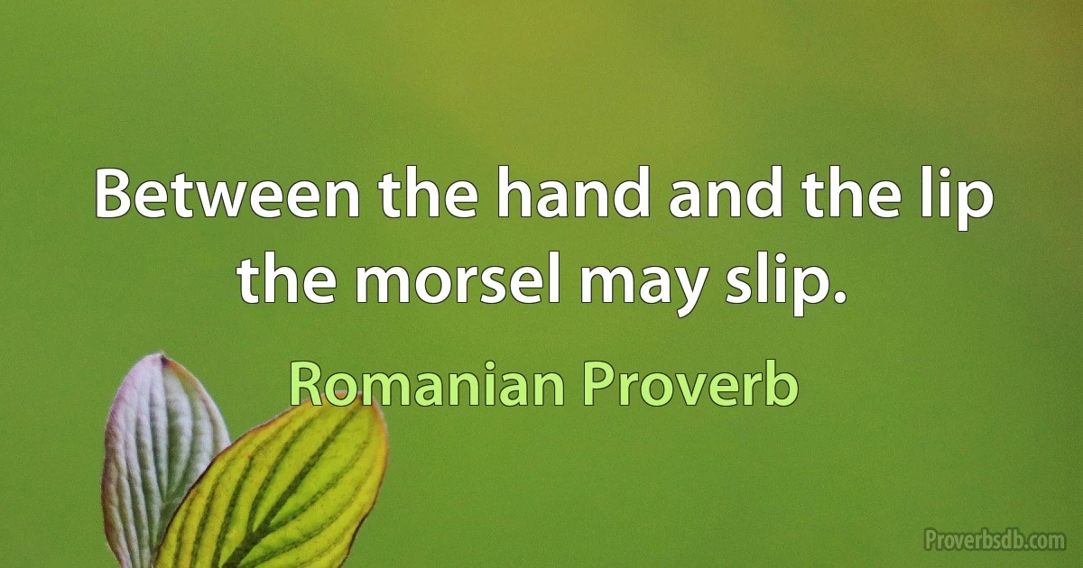 Between the hand and the lip the morsel may slip. (Romanian Proverb)