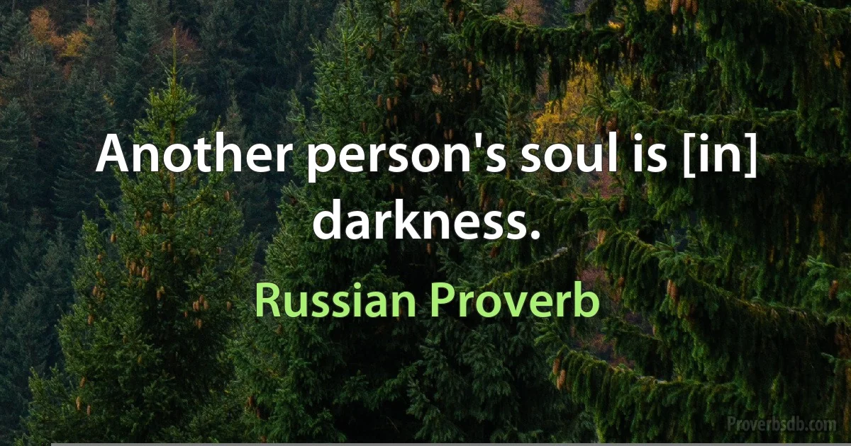 Another person's soul is [in] darkness. (Russian Proverb)