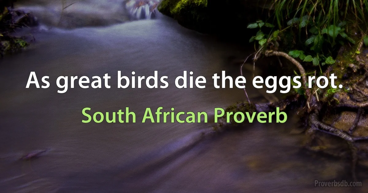 As great birds die the eggs rot. (South African Proverb)