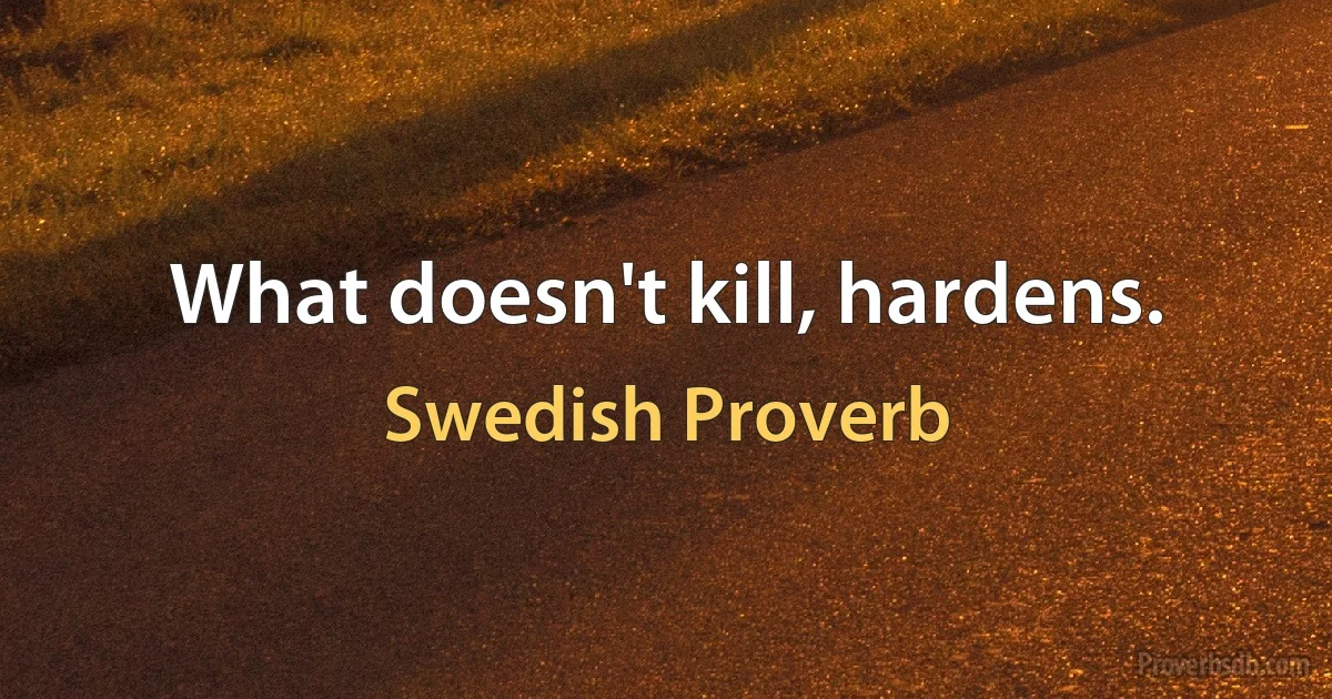 What doesn't kill, hardens. (Swedish Proverb)