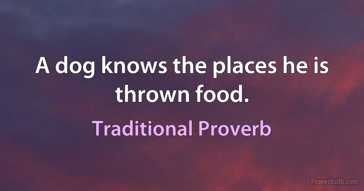 A dog knows the places he is thrown food. (Traditional Proverb)