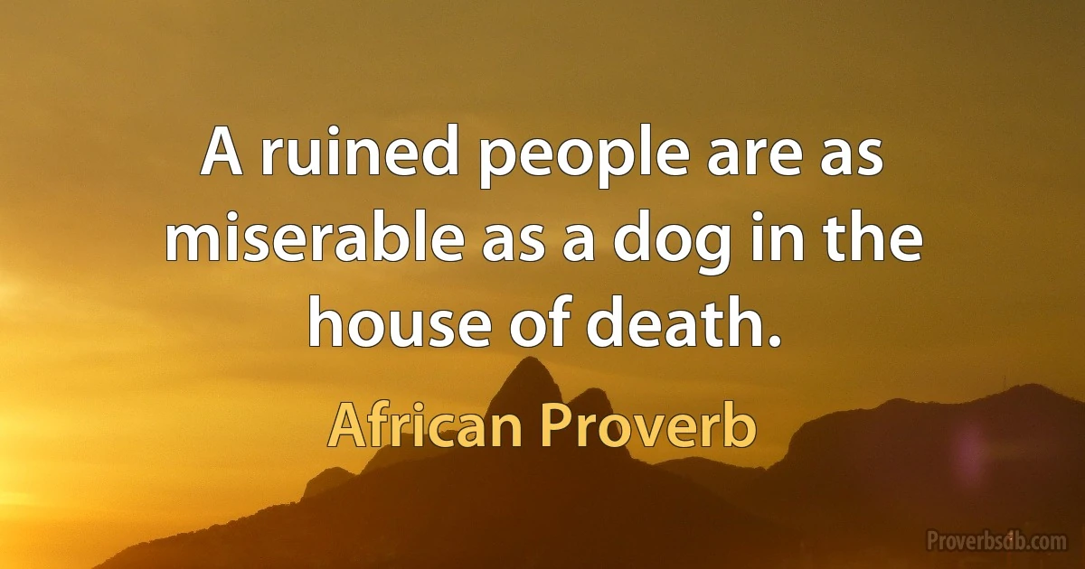 A ruined people are as miserable as a dog in the house of death. (African Proverb)