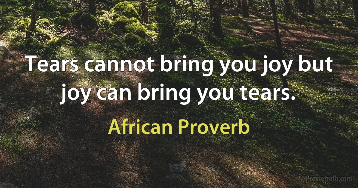 Tears cannot bring you joy but joy can bring you tears. (African Proverb)