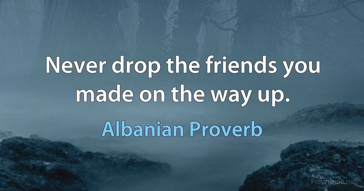 Never drop the friends you made on the way up. (Albanian Proverb)