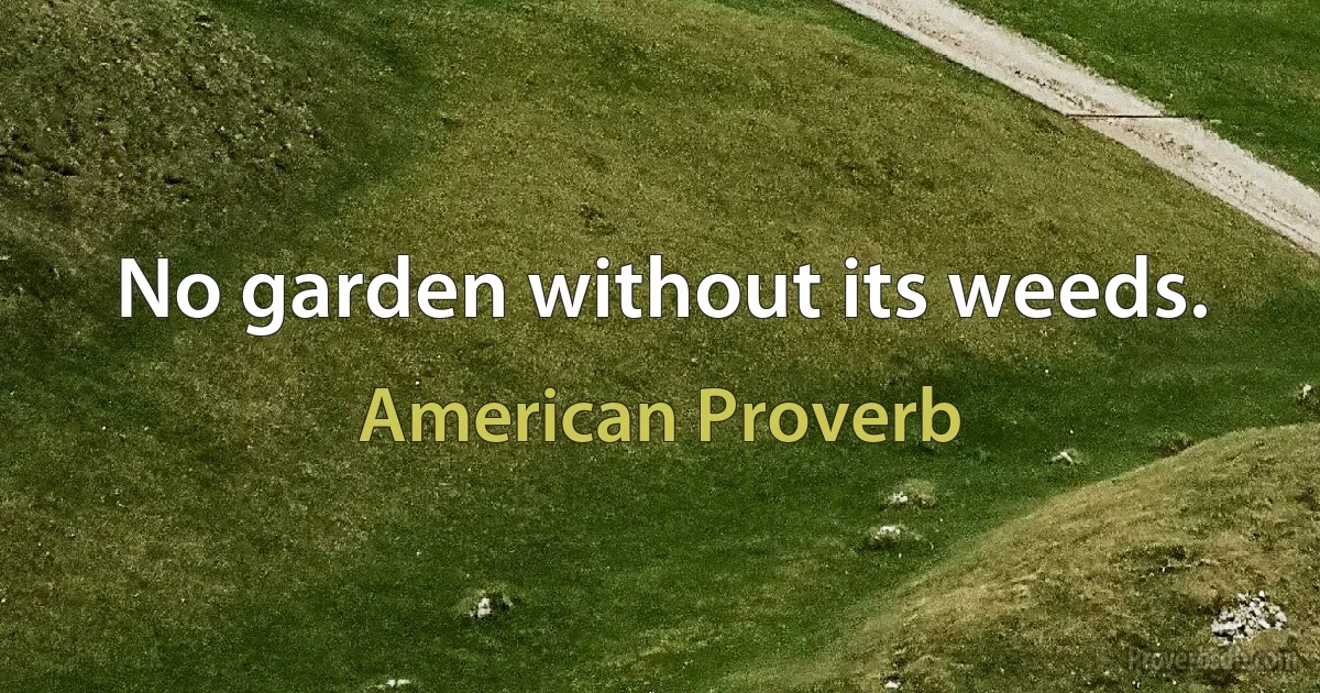 No garden without its weeds. (American Proverb)