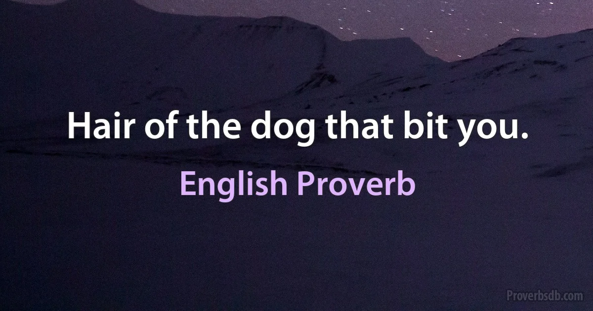 Hair of the dog that bit you. (English Proverb)