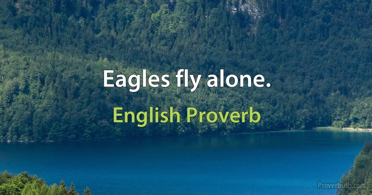 Eagles fly alone. (English Proverb)