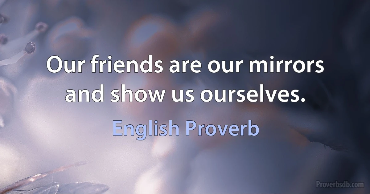 Our friends are our mirrors and show us ourselves. (English Proverb)