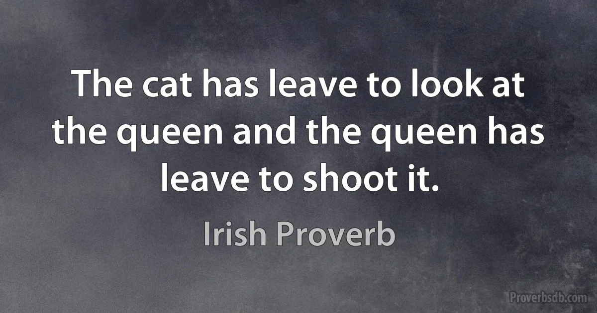 The cat has leave to look at the queen and the queen has leave to shoot it. (Irish Proverb)