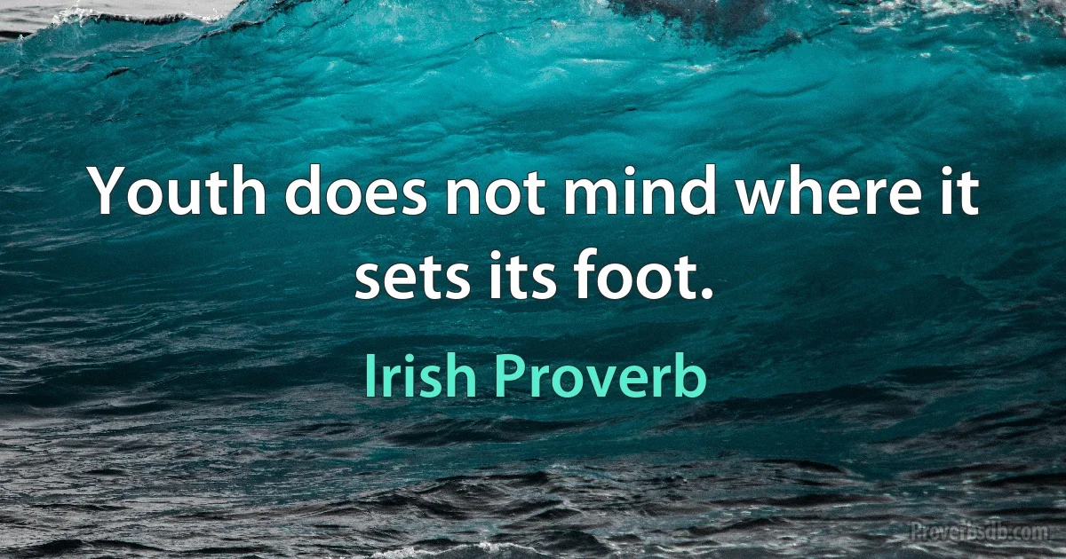 Youth does not mind where it sets its foot. (Irish Proverb)