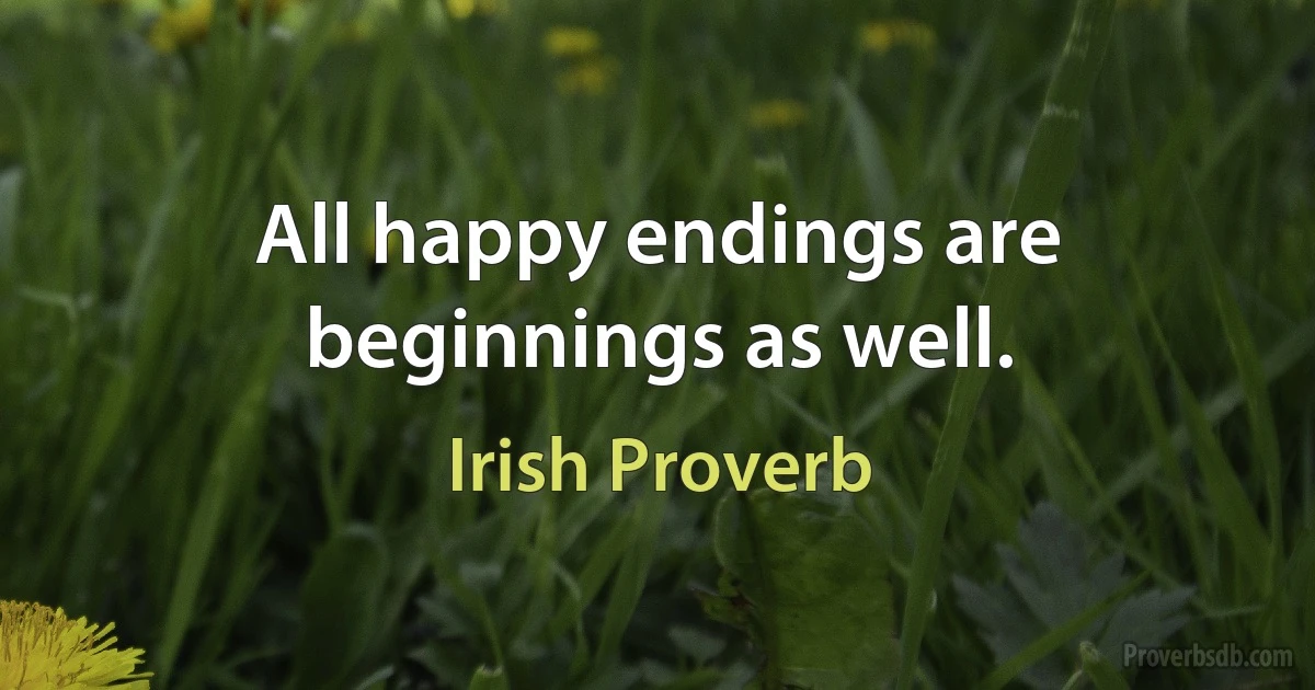 All happy endings are beginnings as well. (Irish Proverb)