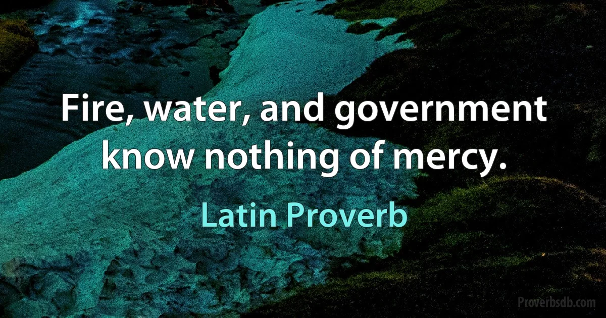 Fire, water, and government know nothing of mercy. (Latin Proverb)