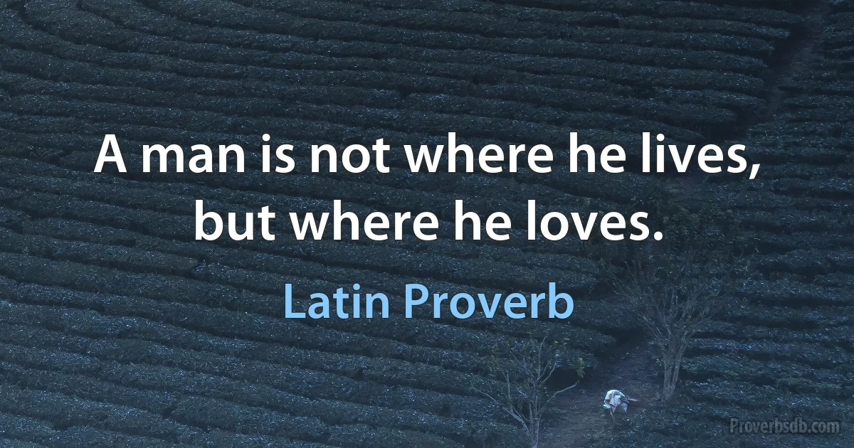 A man is not where he lives, but where he loves. (Latin Proverb)