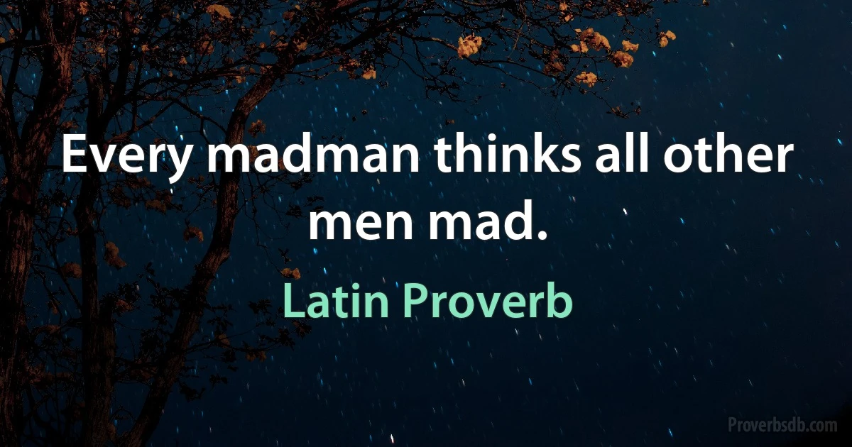 Every madman thinks all other men mad. (Latin Proverb)