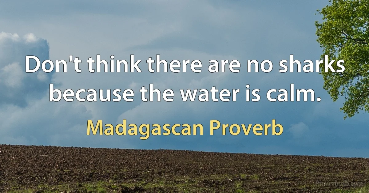 Don't think there are no sharks because the water is calm. (Madagascan Proverb)