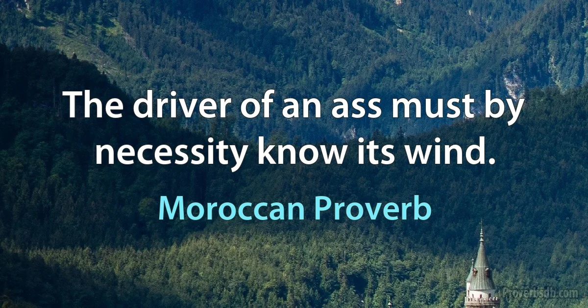 The driver of an ass must by necessity know its wind. (Moroccan Proverb)