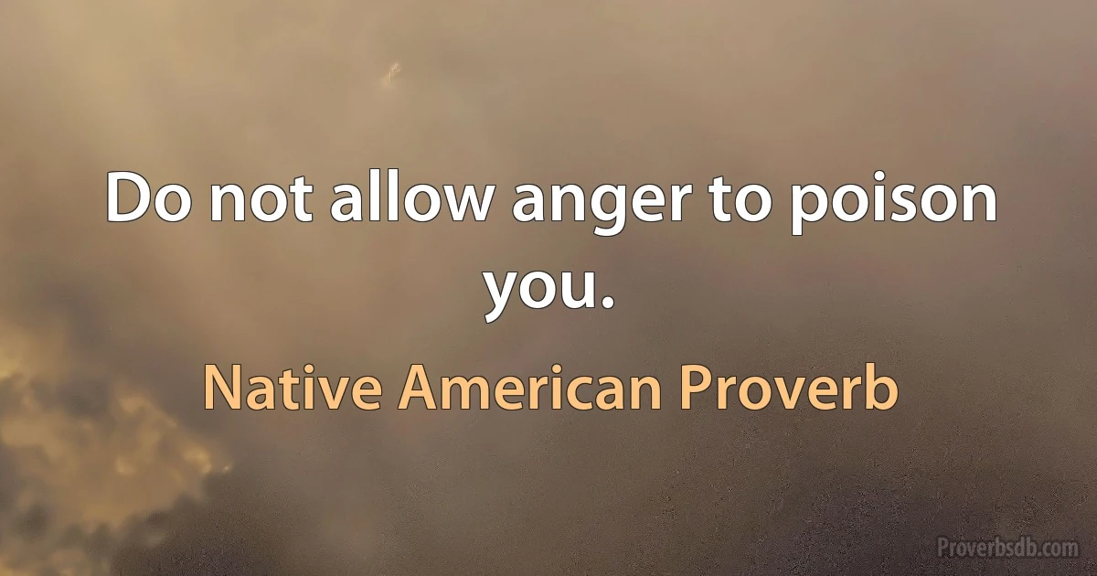 Do not allow anger to poison you. (Native American Proverb)