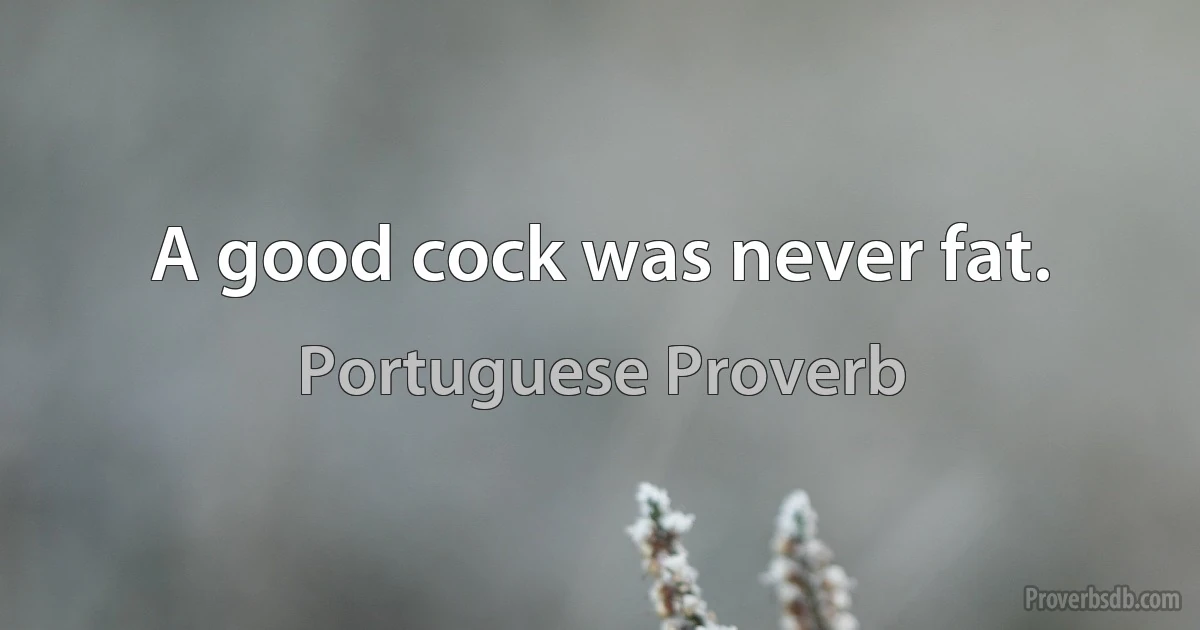 A good cock was never fat. (Portuguese Proverb)