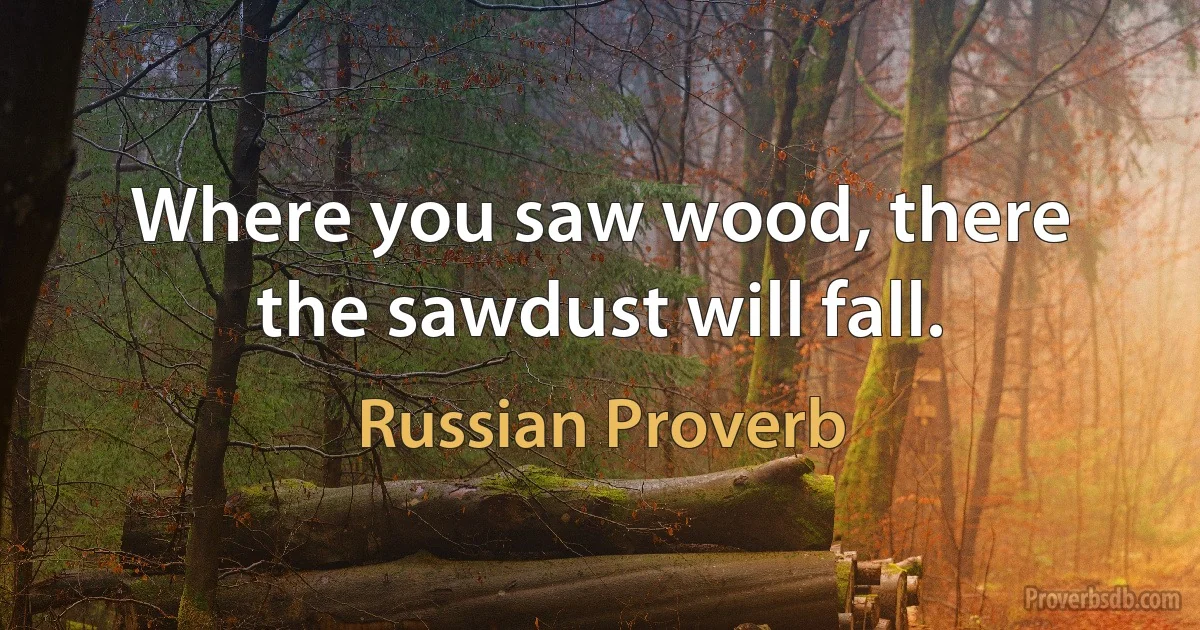 Where you saw wood, there the sawdust will fall. (Russian Proverb)