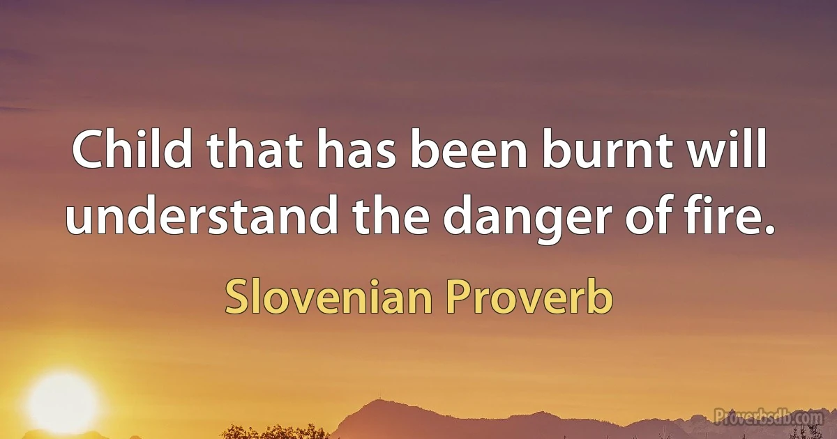 Child that has been burnt will understand the danger of fire. (Slovenian Proverb)