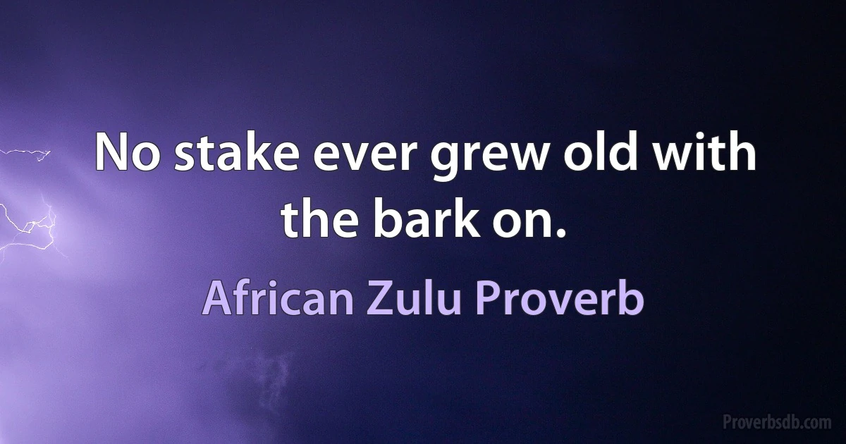 No stake ever grew old with the bark on. (African Zulu Proverb)