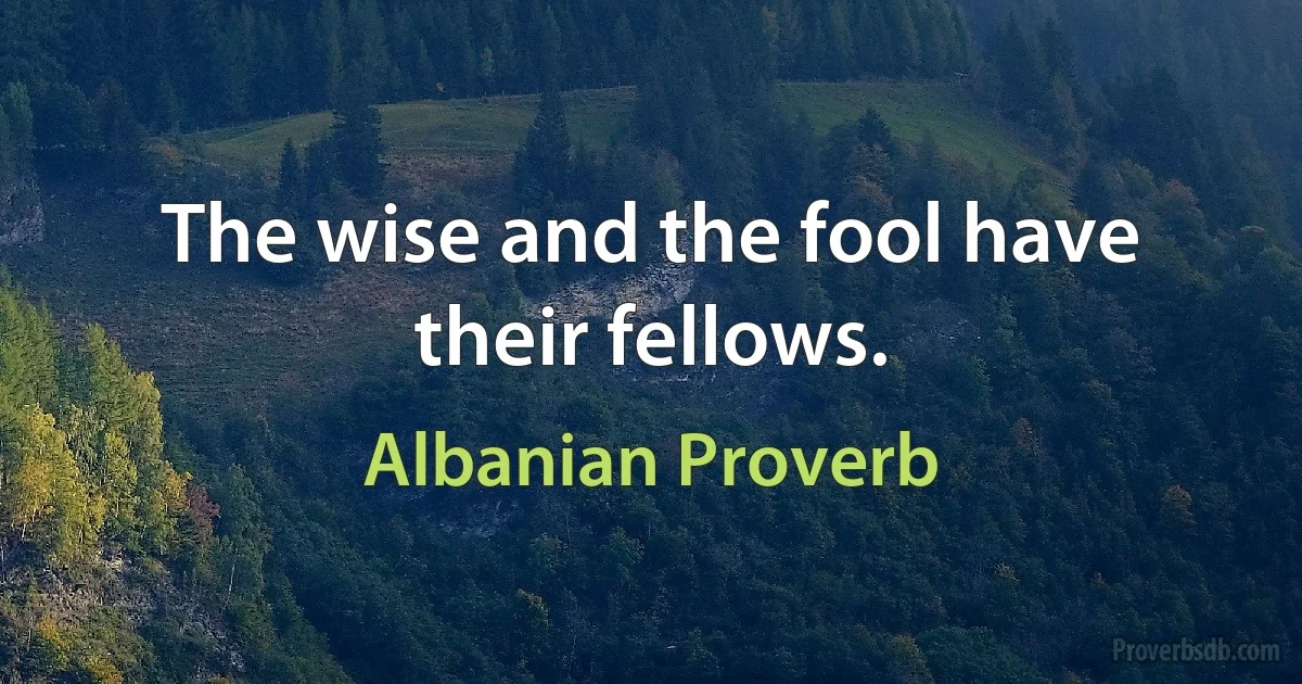 The wise and the fool have their fellows. (Albanian Proverb)