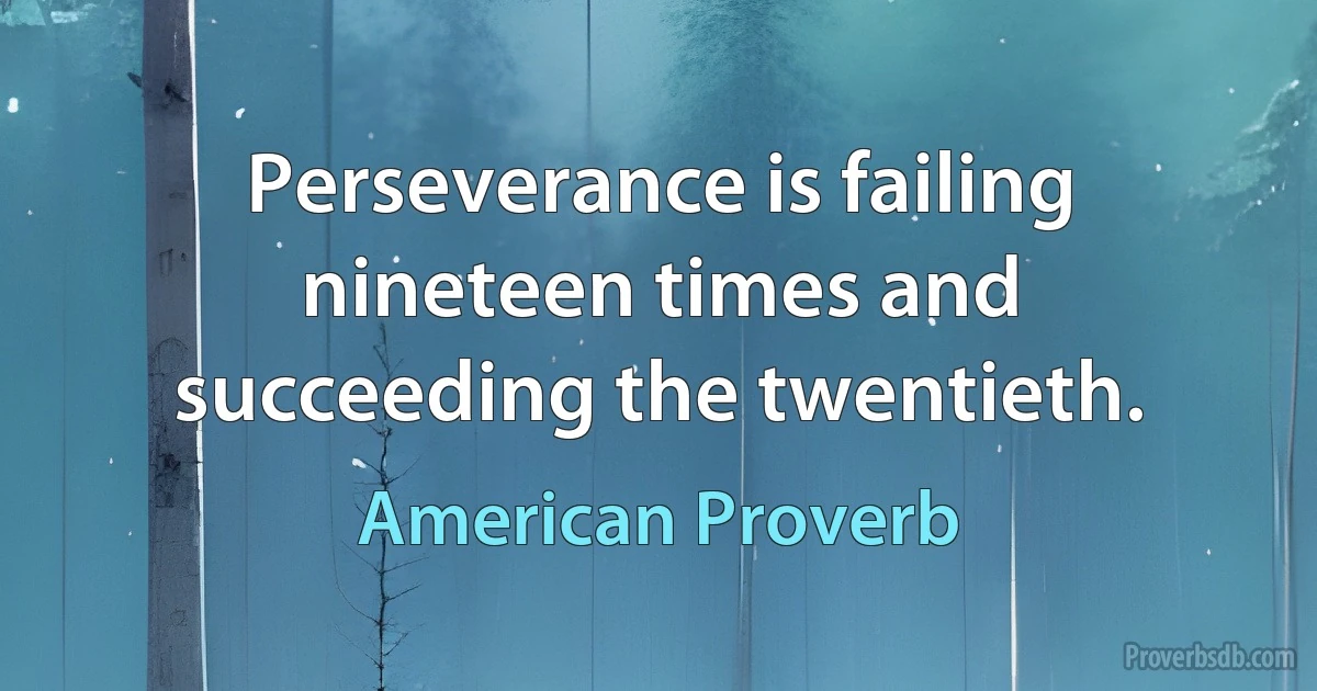 Perseverance is failing nineteen times and succeeding the twentieth. (American Proverb)