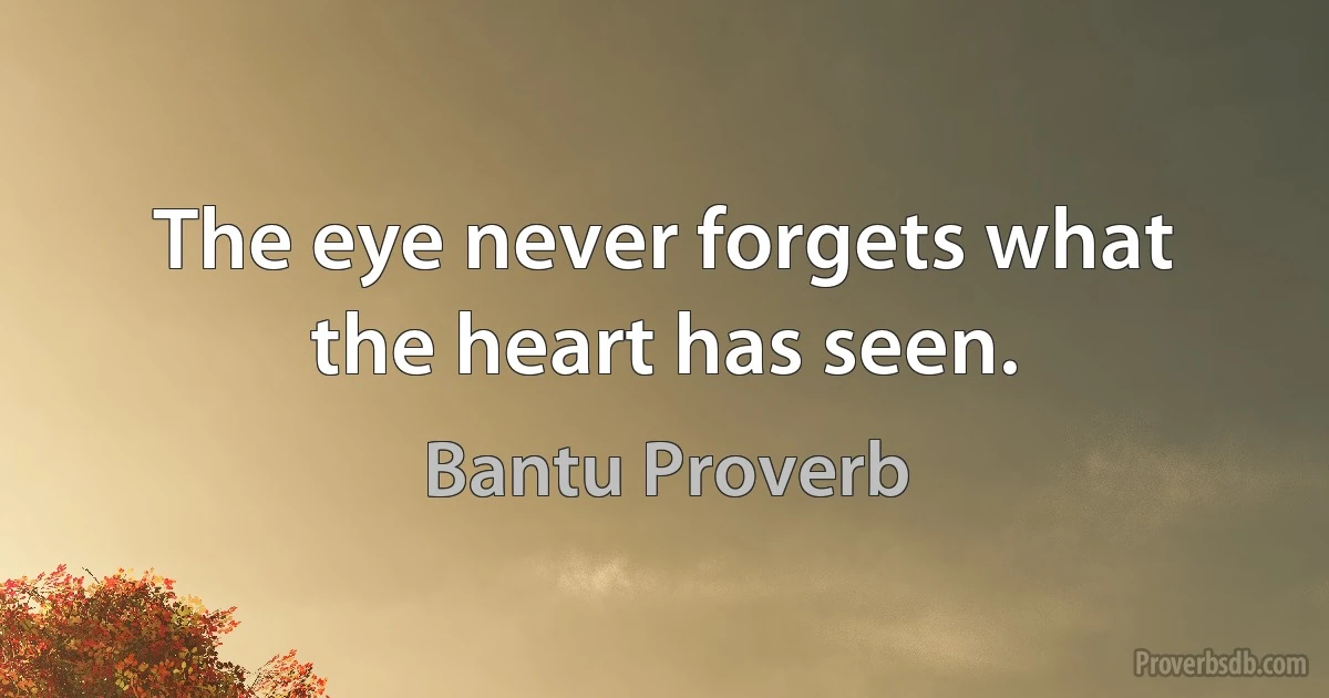 The eye never forgets what the heart has seen. (Bantu Proverb)