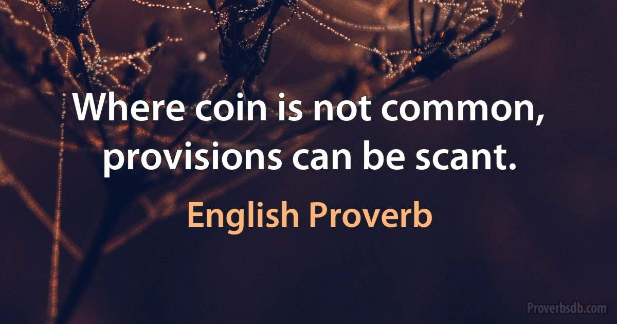 Where coin is not common, provisions can be scant. (English Proverb)