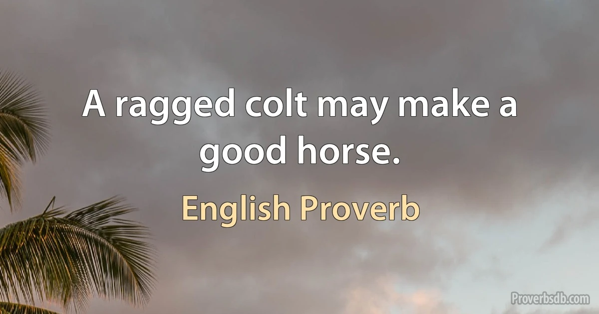 A ragged colt may make a good horse. (English Proverb)