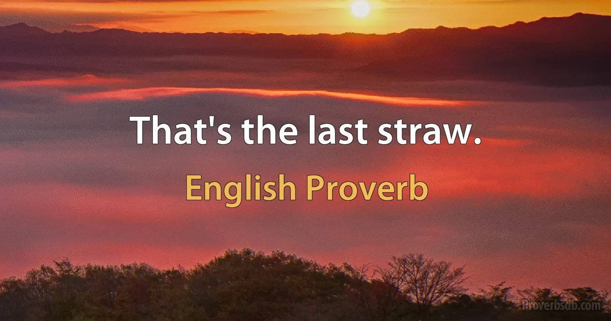 That's the last straw. (English Proverb)