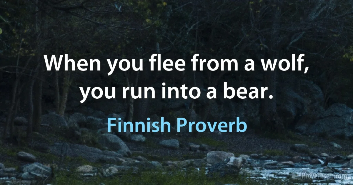 When you flee from a wolf, you run into a bear. (Finnish Proverb)