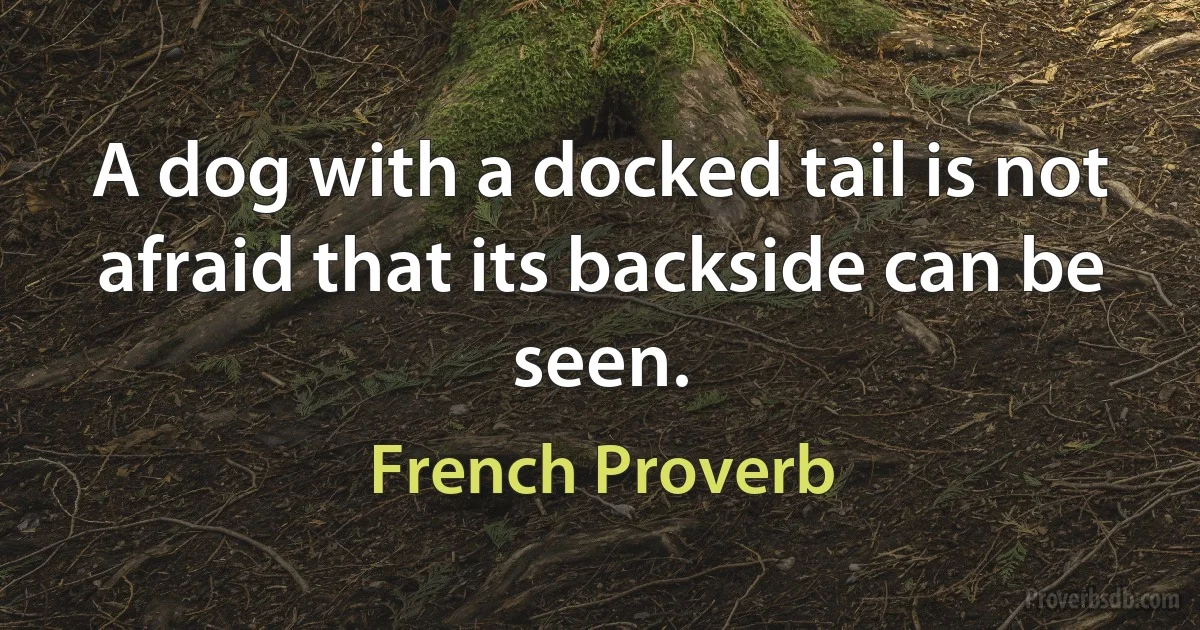 A dog with a docked tail is not afraid that its backside can be seen. (French Proverb)