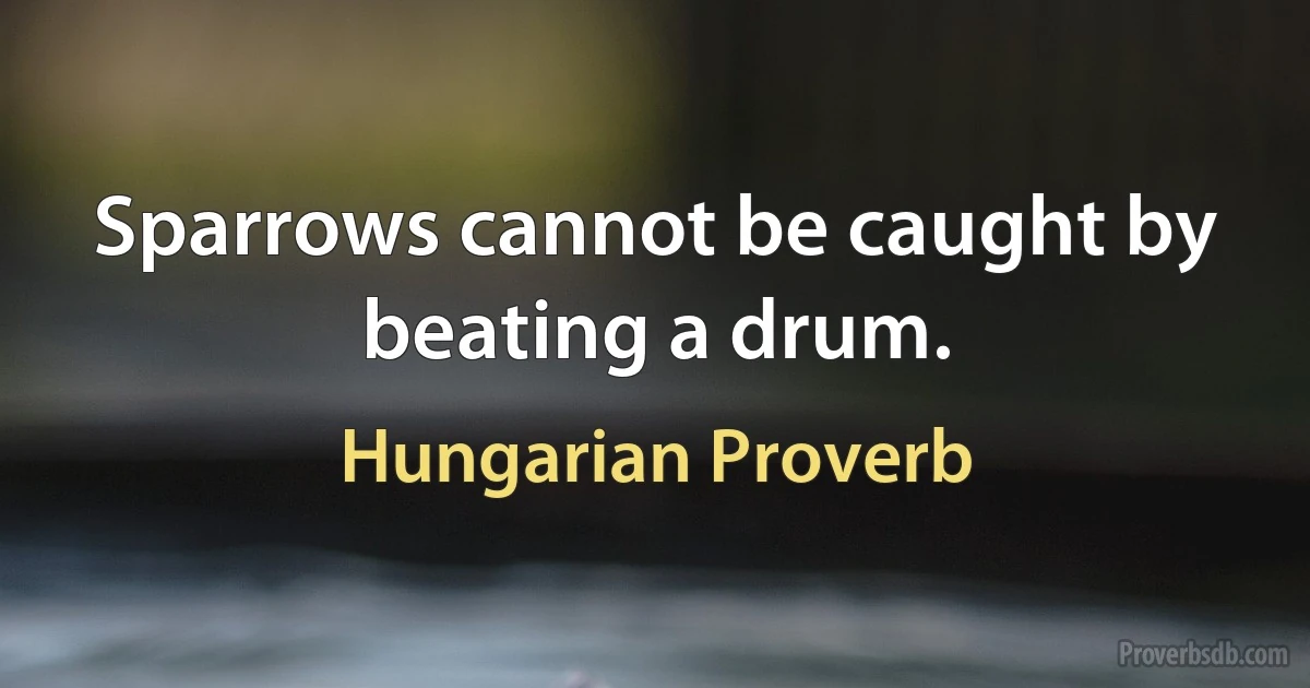 Sparrows cannot be caught by beating a drum. (Hungarian Proverb)