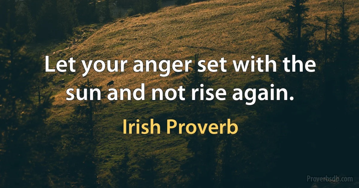 Let your anger set with the sun and not rise again. (Irish Proverb)