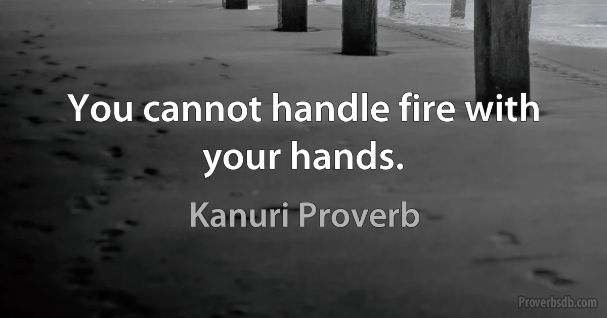 You cannot handle fire with your hands. (Kanuri Proverb)