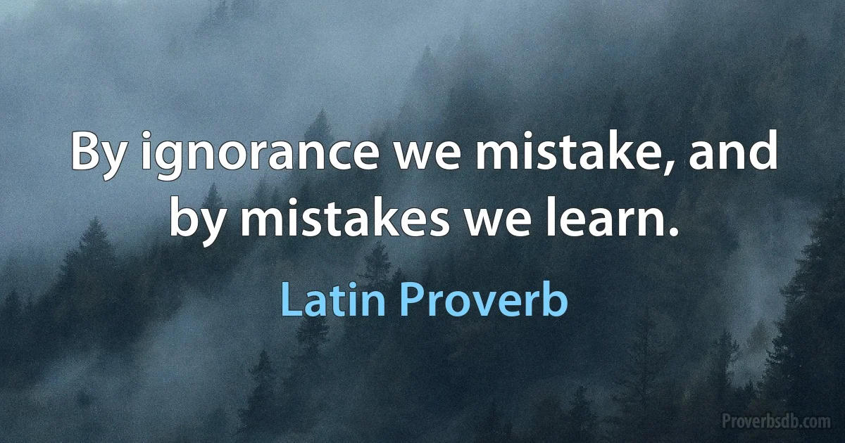 By ignorance we mistake, and by mistakes we learn. (Latin Proverb)