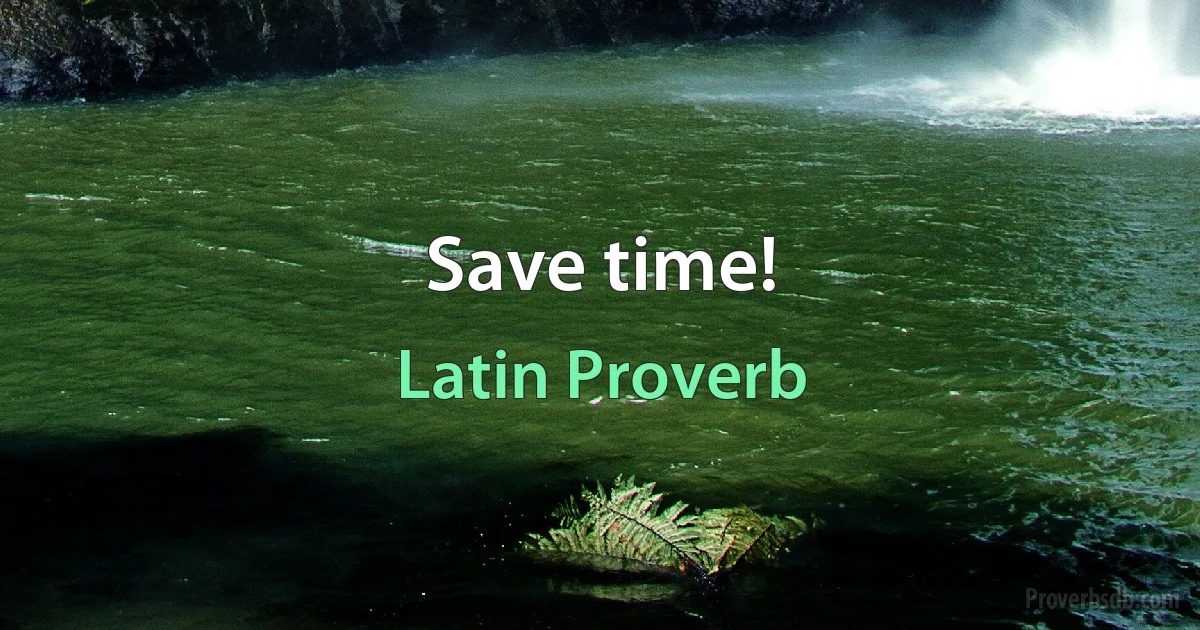 Save time! (Latin Proverb)