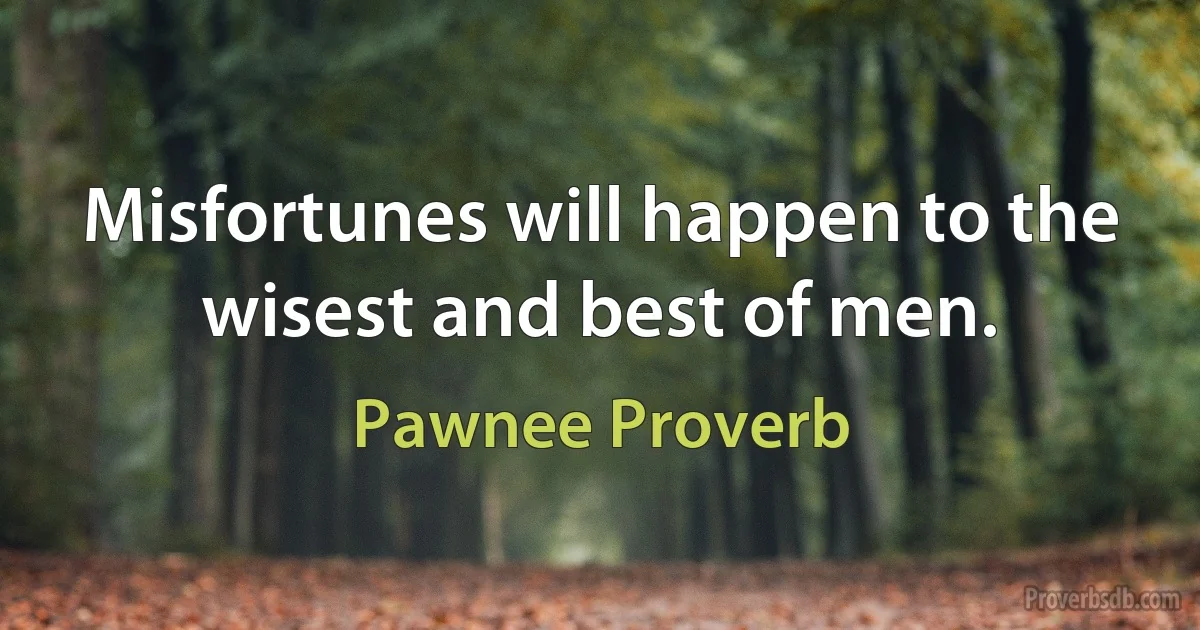 Misfortunes will happen to the wisest and best of men. (Pawnee Proverb)