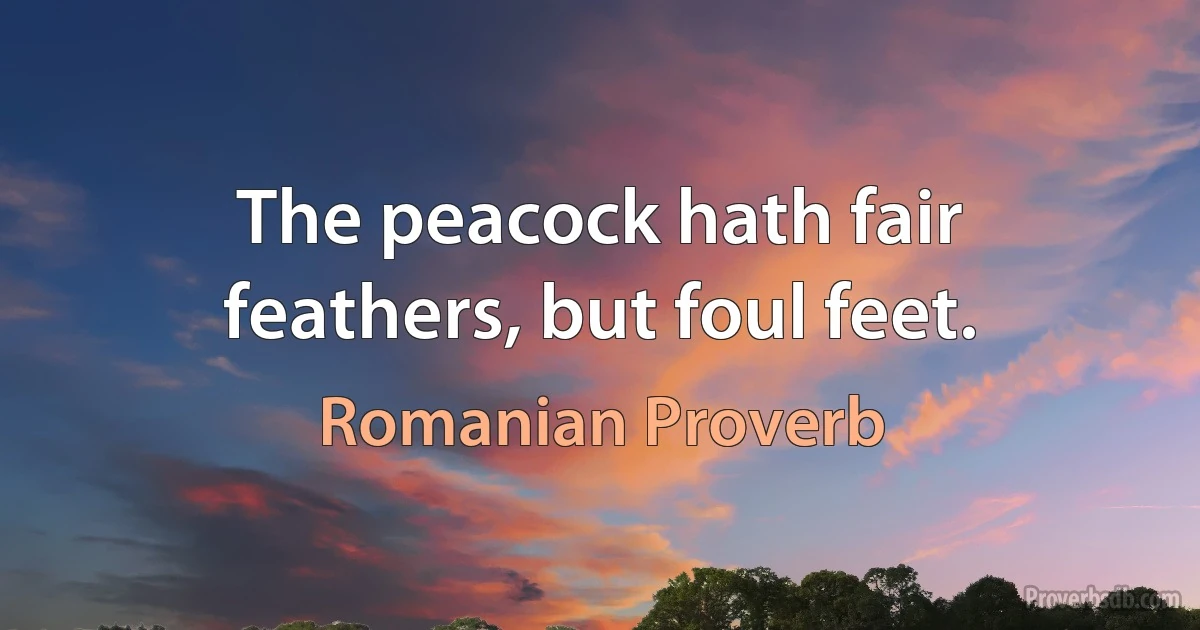 The peacock hath fair feathers, but foul feet. (Romanian Proverb)