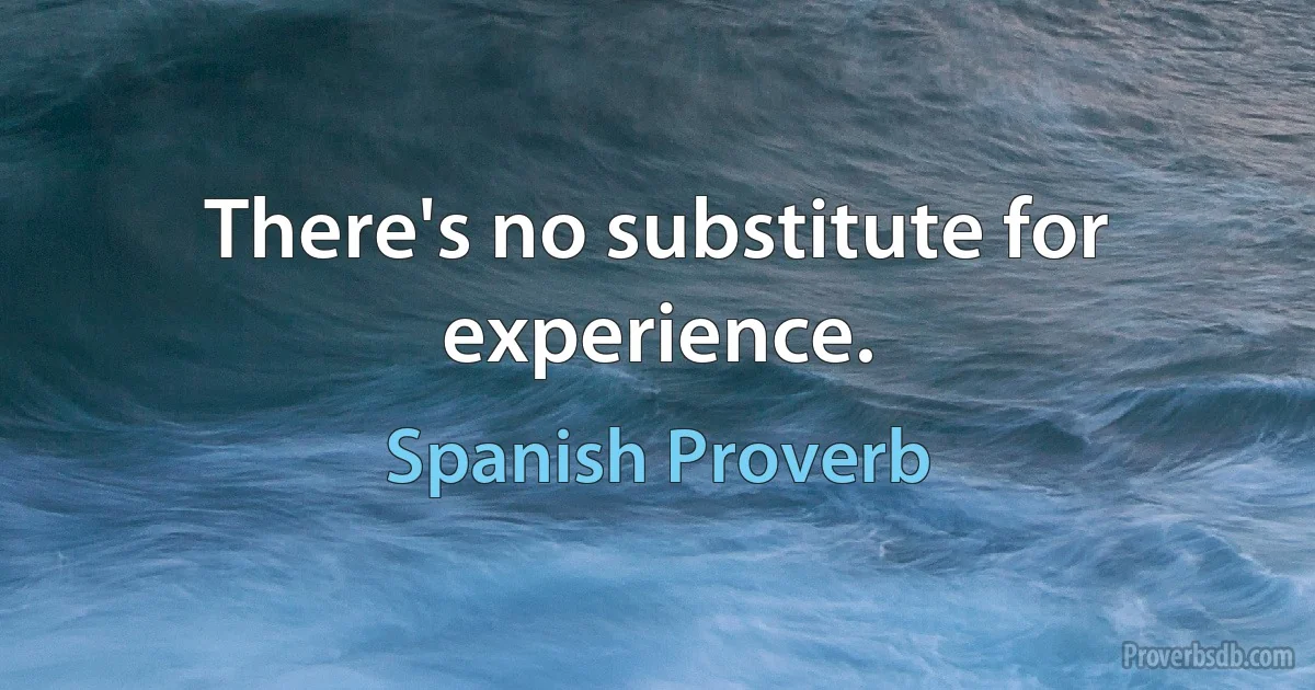 There's no substitute for experience. (Spanish Proverb)