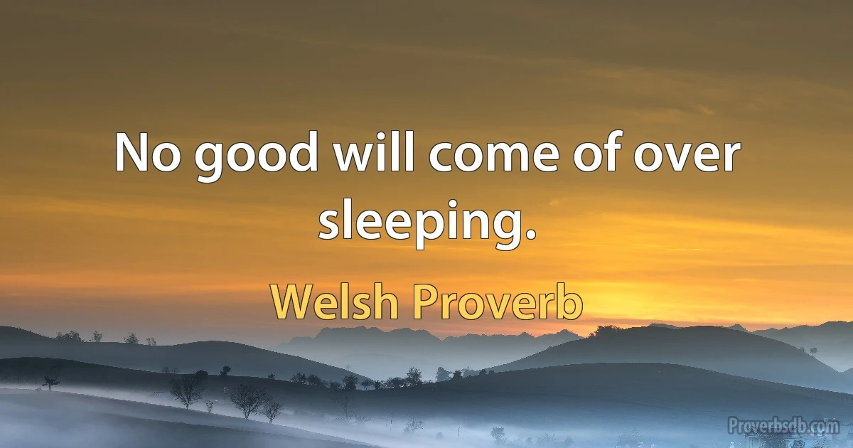 No good will come of over sleeping. (Welsh Proverb)