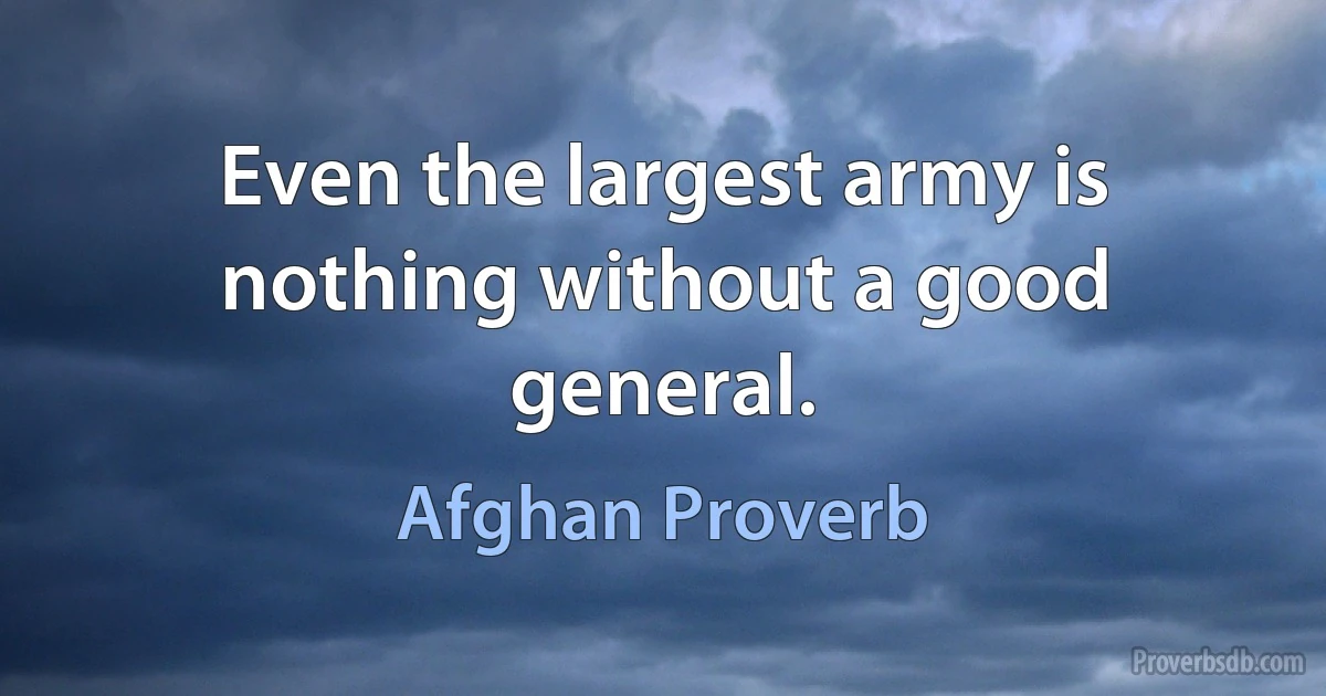 Even the largest army is nothing without a good general. (Afghan Proverb)