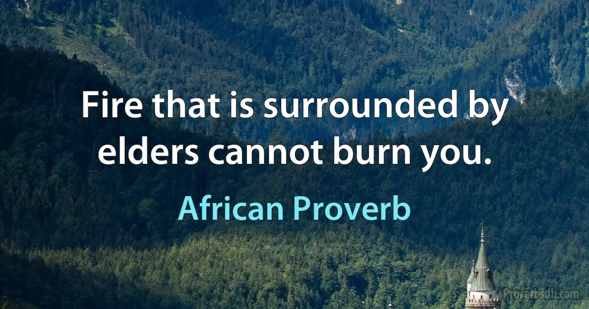 Fire that is surrounded by elders cannot burn you. (African Proverb)