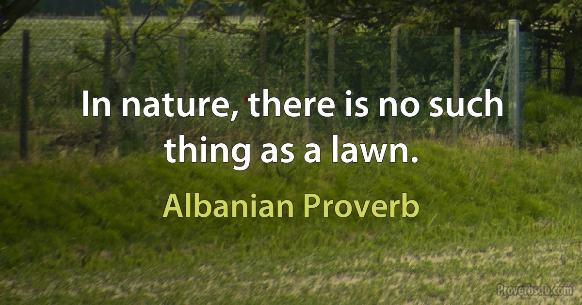 In nature, there is no such thing as a lawn. (Albanian Proverb)