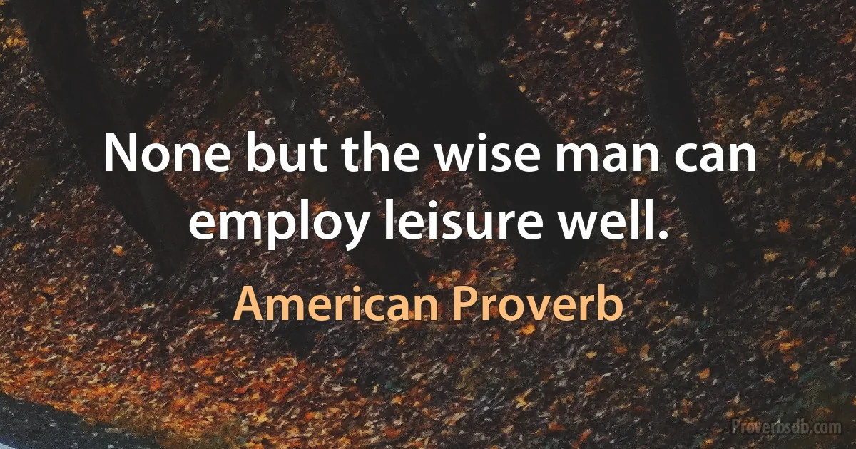 None but the wise man can employ leisure well. (American Proverb)